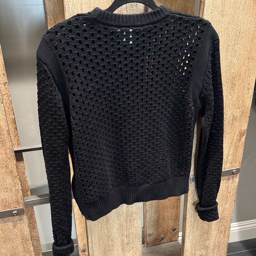 Varley Black  Open-Knit Crew Neck Sweater - Picture 5 of 6